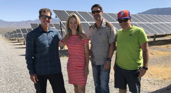 Jared Fisher and Heather Fisher visit a solar facility in Pahrump Nevada